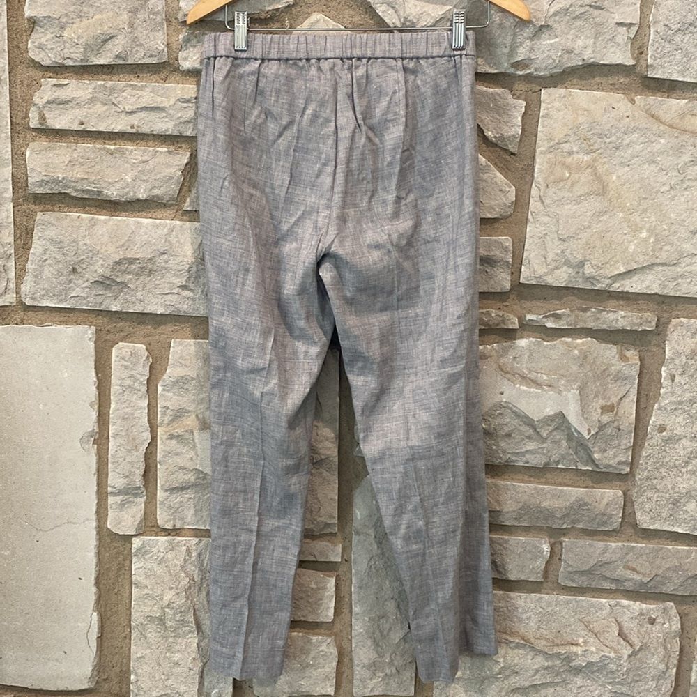 Theory Linen Blend Gray Slim Fit Cropped Capri Trouser Pants 2 - Picture 3 of 6